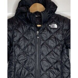 The North Face Thermoball Eco Jacket Girls Small Black Hooded Quilted Full Zip
